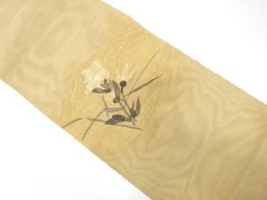 紗　すくい織　草花模様織り出し　名古屋帯